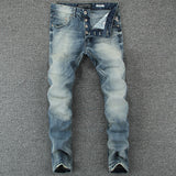 Mens Blue Light Vintage Denim Italian Men High Street Jean 2019