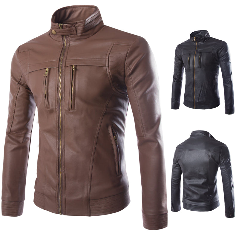 Spring Fashion Casual Men Autumn & Spring Leather Jacket