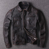 Vintage Men Genuine Slim Fit Leather Jacket For Winter And Motorcycle