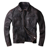 Vintage Men Genuine Slim Fit Leather Jacket For Winter And Motorcycle