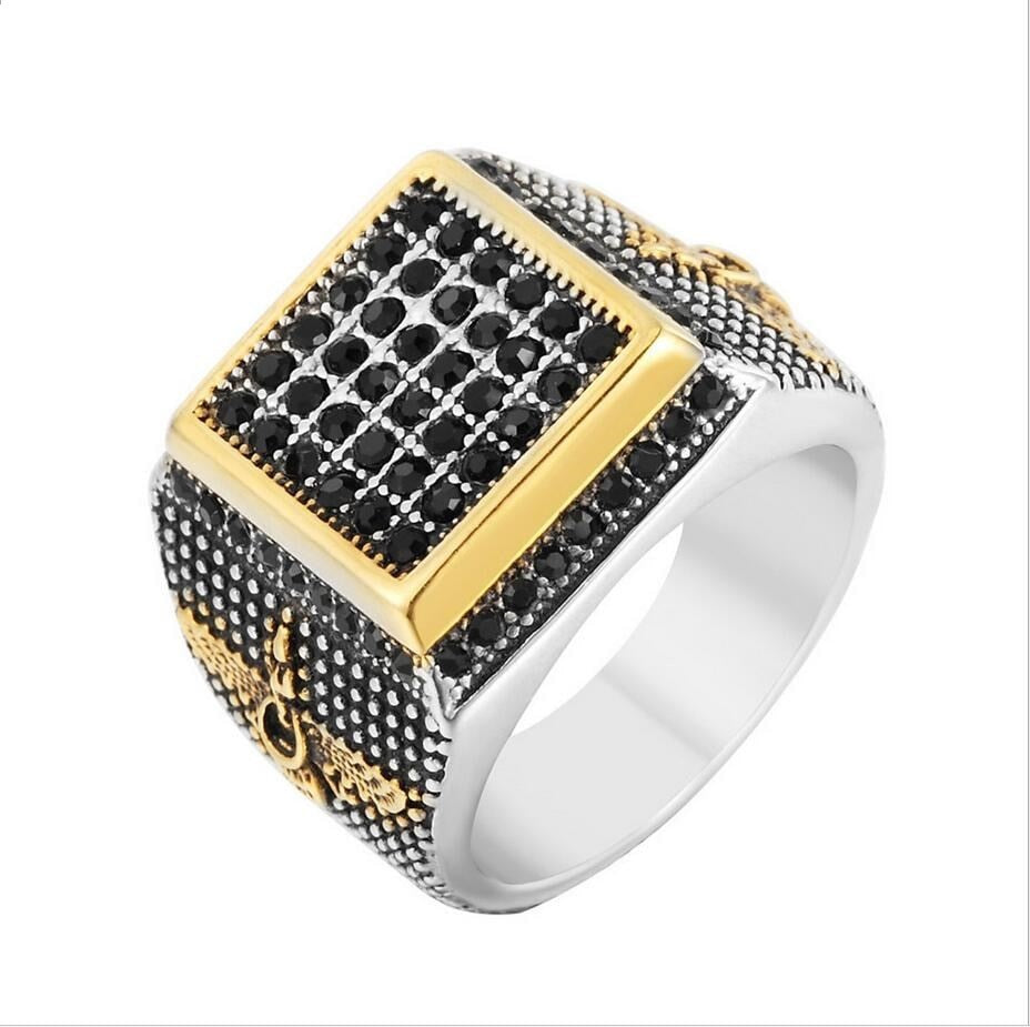 Vintage Mens Geometric Stainless Still Luxury Ring For All Occasion