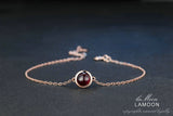 Classic 6mm 1.1 Ct Red Garnet 925 Charm Bracelet For Women