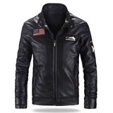 Mens Winter and Autumn Stand Collar Lather Jackets For Motor Cycle