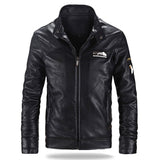 Mens Winter and Autumn Stand Collar Lather Jackets For Motor Cycle