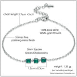 2MM 925 Sterling Silver Bracelet With Green Square Chalcedony