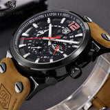 Waterproof Leather Mens Military Sports Watch Band