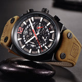 Waterproof Leather Mens Military Sports Watch Band