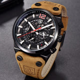 Waterproof Leather Mens Military Sports Watch Band