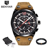 Waterproof Leather Mens Military Sports Watch Band