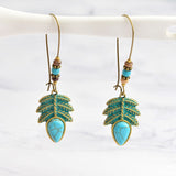 Boho Style Metal Plants Stone Leaves Drop Earring