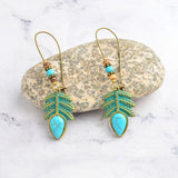 Boho Style Metal Plants Stone Leaves Drop Earring