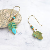 Boho Style Metal Plants Stone Leaves Drop Earring