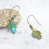 Boho Style Metal Plants Stone Leaves Drop Earring