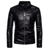 Mens Casual Stand Collar Autumn To Winter Leather Jacket