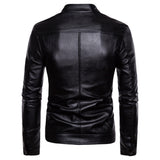 Mens Casual Stand Collar Autumn To Winter Leather Jacket