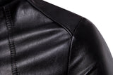 Mens Casual Stand Collar Autumn To Winter Leather Jacket