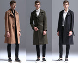 Single Breasted English Style Mens Long Trench Coat