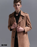 Single Breasted English Style Mens Long Trench Coat