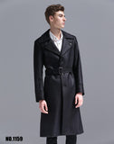 Single Breasted English Style Mens Long Trench Coat