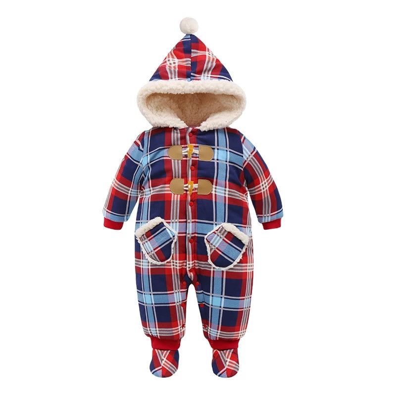 Winter And Christmas Unisex Baby Thickening Quality Cotton Made Jumpsuit