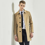Single Breasted Trench Mid Long Men Slim Fit Trench For All Occasion