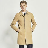 Single Breasted Trench Mid Long Men Slim Fit Trench For All Occasion