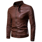 All Season Warmer Leather Stand Collar Casual Zipper Jackets