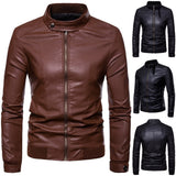 All Season Warmer Leather Stand Collar Casual Zipper Jackets