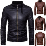 All Season Warmer Leather Stand Collar Casual Zipper Jackets