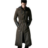 PU Lather Men Polyester Finely Designed Long New Trench Coat