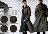 PU Lather Men Polyester Finely Designed Long New Trench Coat