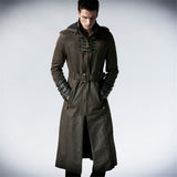 PU Lather Men Polyester Finely Designed Long New Trench Coat