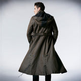 PU Lather Men Polyester Finely Designed Long New Trench Coat