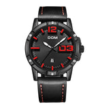 Military Style Mens Leather Waterproof Wristwatch by Dom