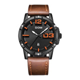 Military Style Mens Leather Waterproof Wristwatch by Dom