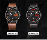 Military Style Mens Leather Waterproof Wristwatch by Dom