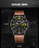 Military Style Mens Leather Waterproof Wristwatch by Dom