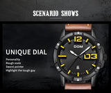 Military Style Mens Leather Waterproof Wristwatch by Dom