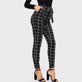 Ladies Elegant Elastic High Waist-ed Black & White Mixed Trouser Pant