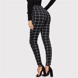 Ladies Elegant Elastic High Waist-ed Black & White Mixed Trouser Pant