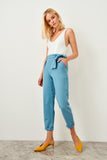 Pintuck Denim Drawstring Pants in TENCEL