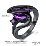 Purple Zircon Crystal Stainless Still Ring