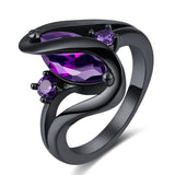 Purple Zircon Crystal Stainless Still Ring