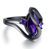 Purple Zircon Crystal Stainless Still Ring