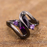 Purple Zircon Crystal Stainless Still Ring