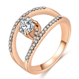 Zircon Rose Gold Crystal Geometric Ring