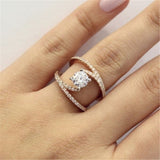 Zircon Rose Gold Crystal Geometric Ring