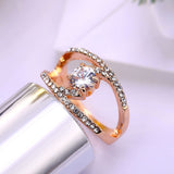 Zircon Rose Gold Crystal Geometric Ring