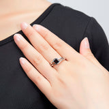 Black Garnet Solid Gemstone 925 Sterling Ring