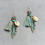 Blue Tassel Flower Drop Down Earring